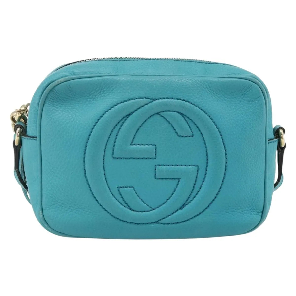 Gucci Soho Disco Leather, Blue, Leather, Shoulder Bag
