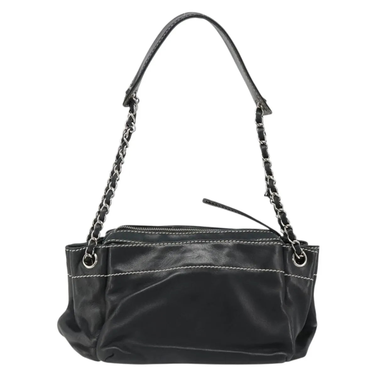 Chanel CC Shoulder Bag Leather, Black, Leather, Handbag