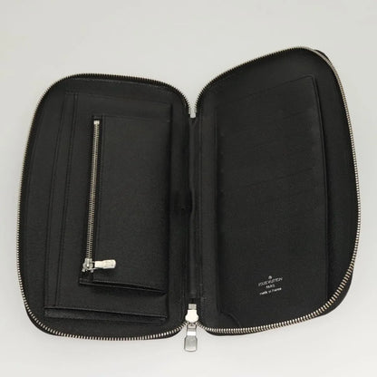 Louis Vuitton Atoll Organizer Taiga Leather, Gray, Leather, Wallet
