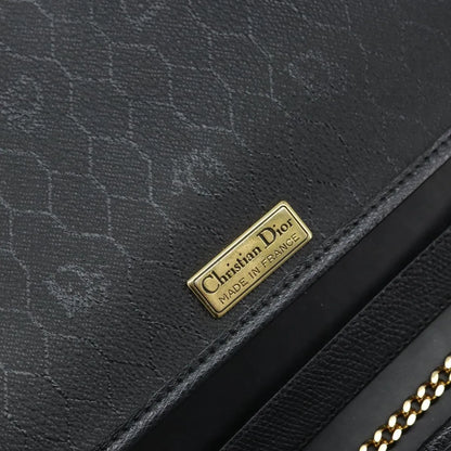Christian Dior Vintage Honeycomb chain Canvas, Black, Canvas, Shoulder Bag