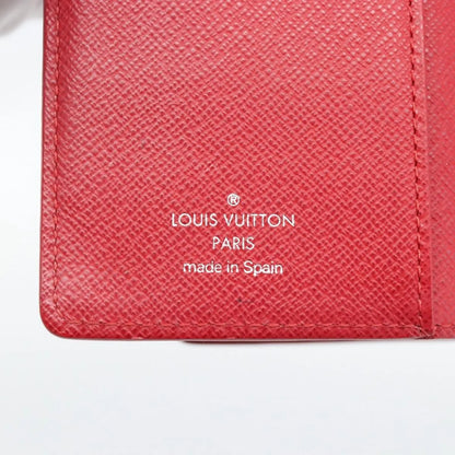 Louis Vuitton Agenda Cover Damier, Red, Leather, Clutch