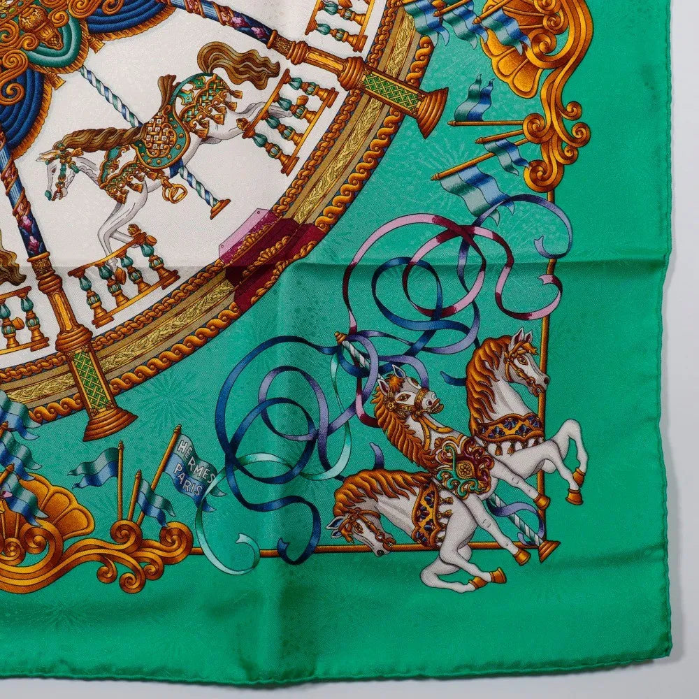 Hermes Carré 90 Silk multicolor, Green, Silk, Scarf