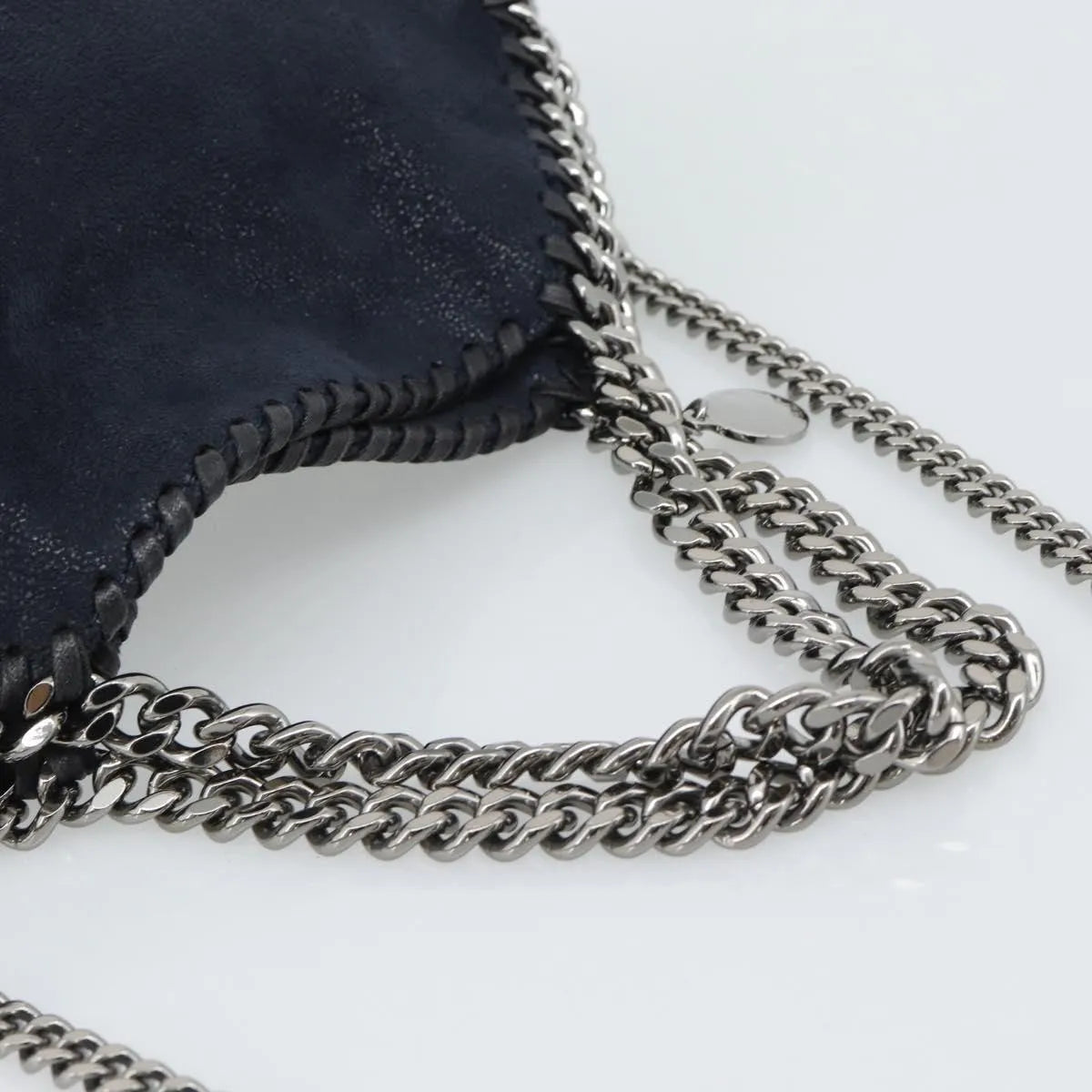Stella McCartney Falabella Fold Over Faux Leather, Navy, Polyester, Shoulder Bag