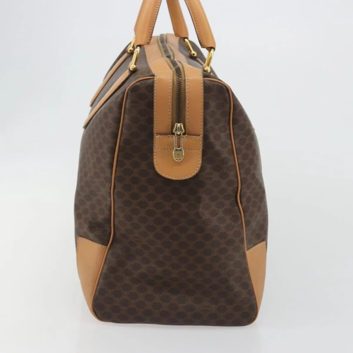 Celine boston Macadam Canvas, Brown, PVC, Travel Bag