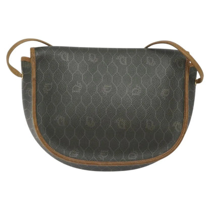 Christian Dior Vintage Honeycomb Flap Coated Canvas, Green, Canvas, Shoulder Bag