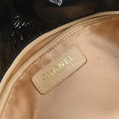 Chanel Rock and Chain Flap Patent Vinyl, Black, Patent Leather, Shoulder Bag