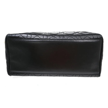 Christian Dior Lady Dior Cannage Quilt Lambskin, Black, Leather, Handbag