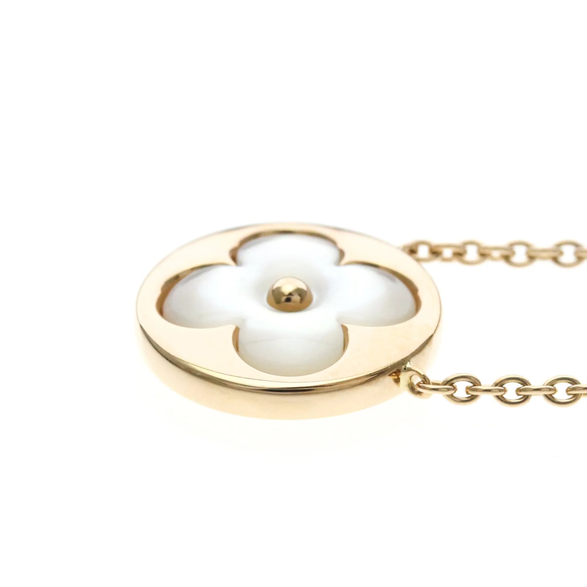 Louis Vuitton Color Blossom Medallion Pendant 18K Rose Gold with Mother of Pearl and Diamond, Gold, Pink Gold, Necklace
