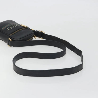 Gucci Logo Zip Messenger Printed Leather, Black, Leather, Clutch