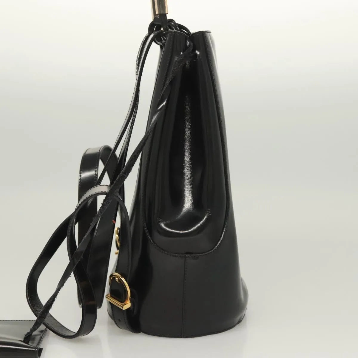 Salvatore Ferragamo Gancini Patent Leather, Black, Patent Leather, Backpack