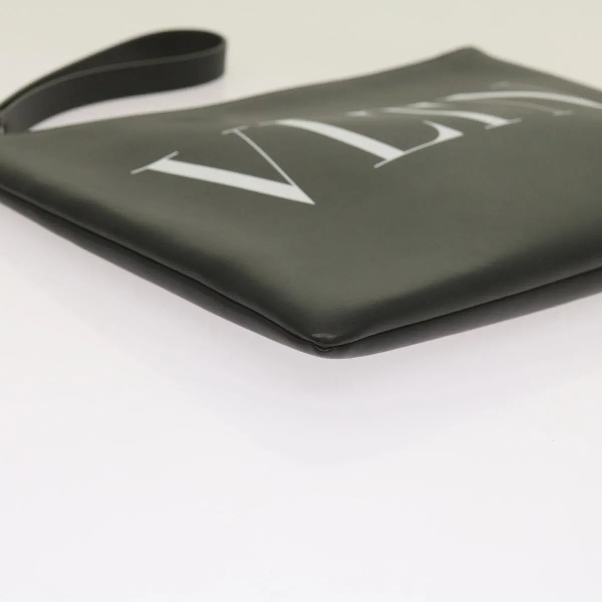Valentino Garavani VLTN Wristlet Clutch Printed Leather, Black, Leather, Clutch