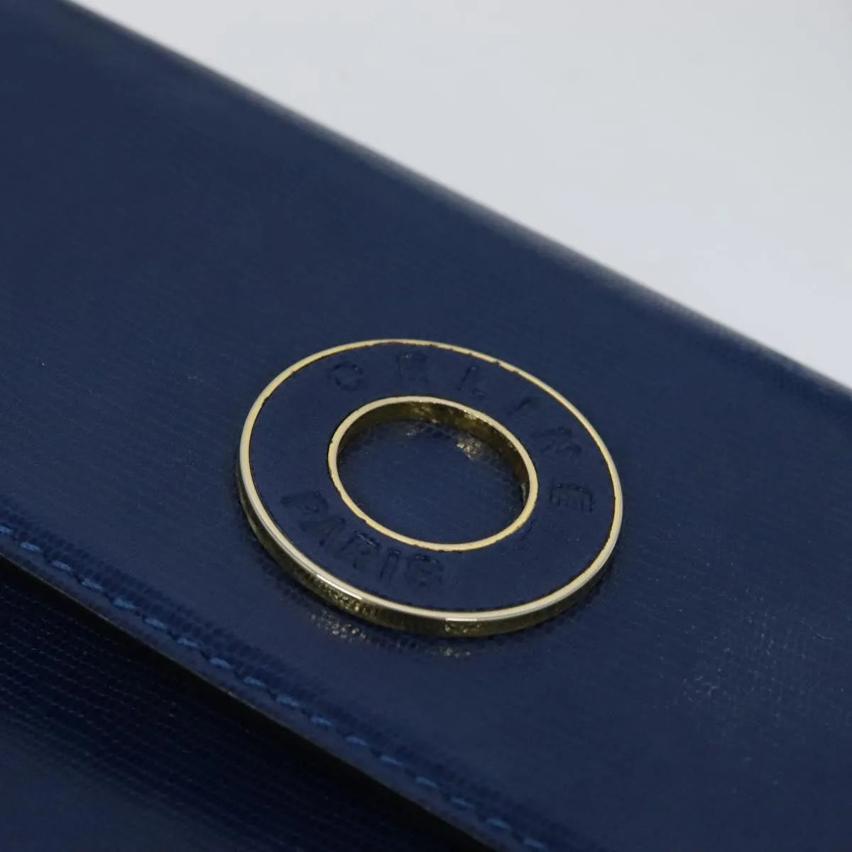 Celine Vintage Circle Logo Leather, Blue, Leather, Shoulder Bag
