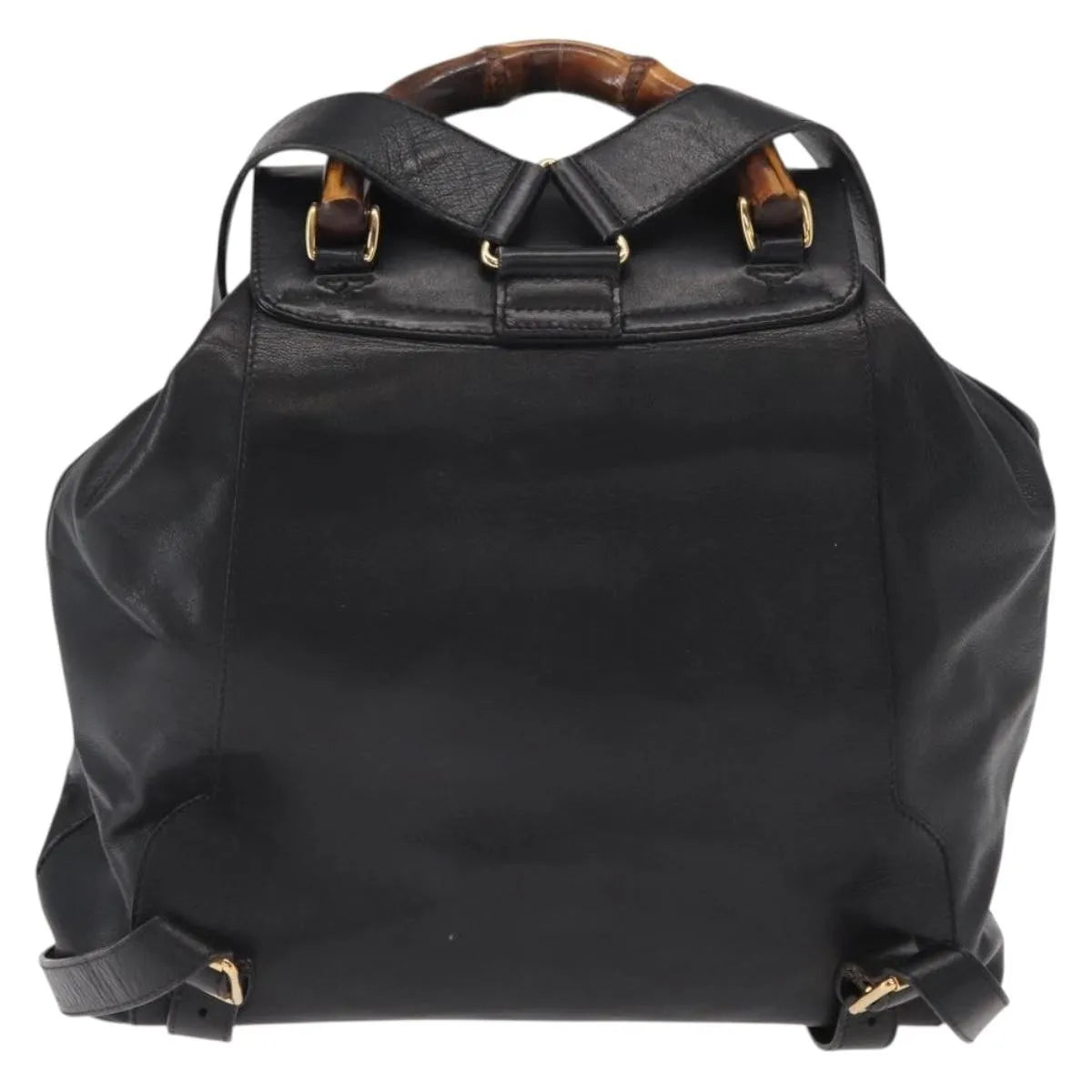Gucci Vintage Bamboo Leather, Black, Leather, Backpack