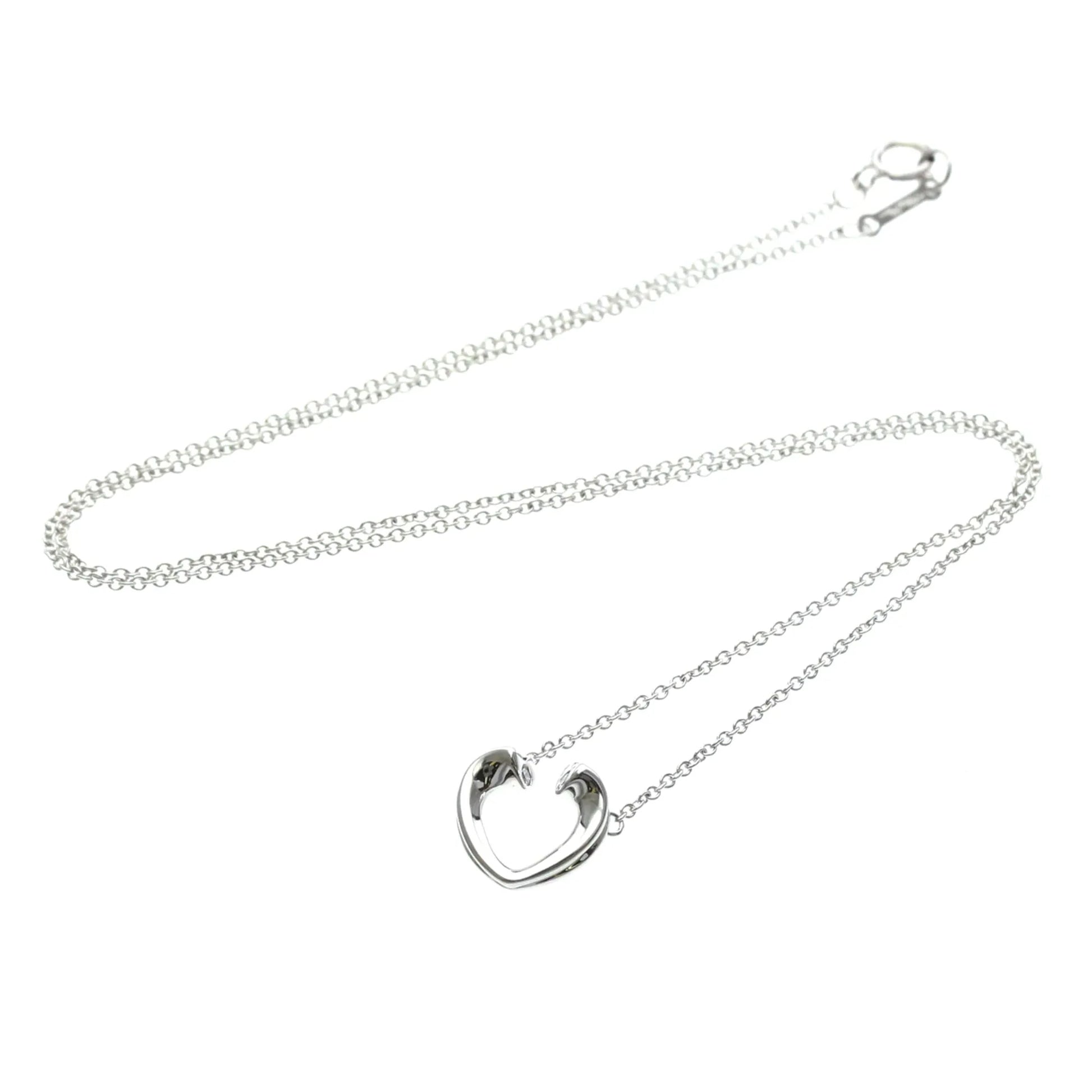 Tiffany & Co. Paloma Picasso Tenderness Heart Pendant 18K White Gold with Diamonds, Silver, White Gold, Necklace