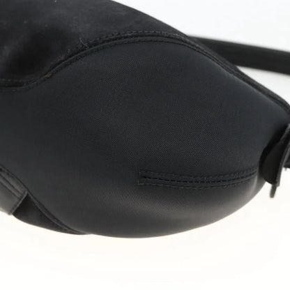 Salvatore Ferragamo Gancini Suede, Black, Suede, Shoulder Bag