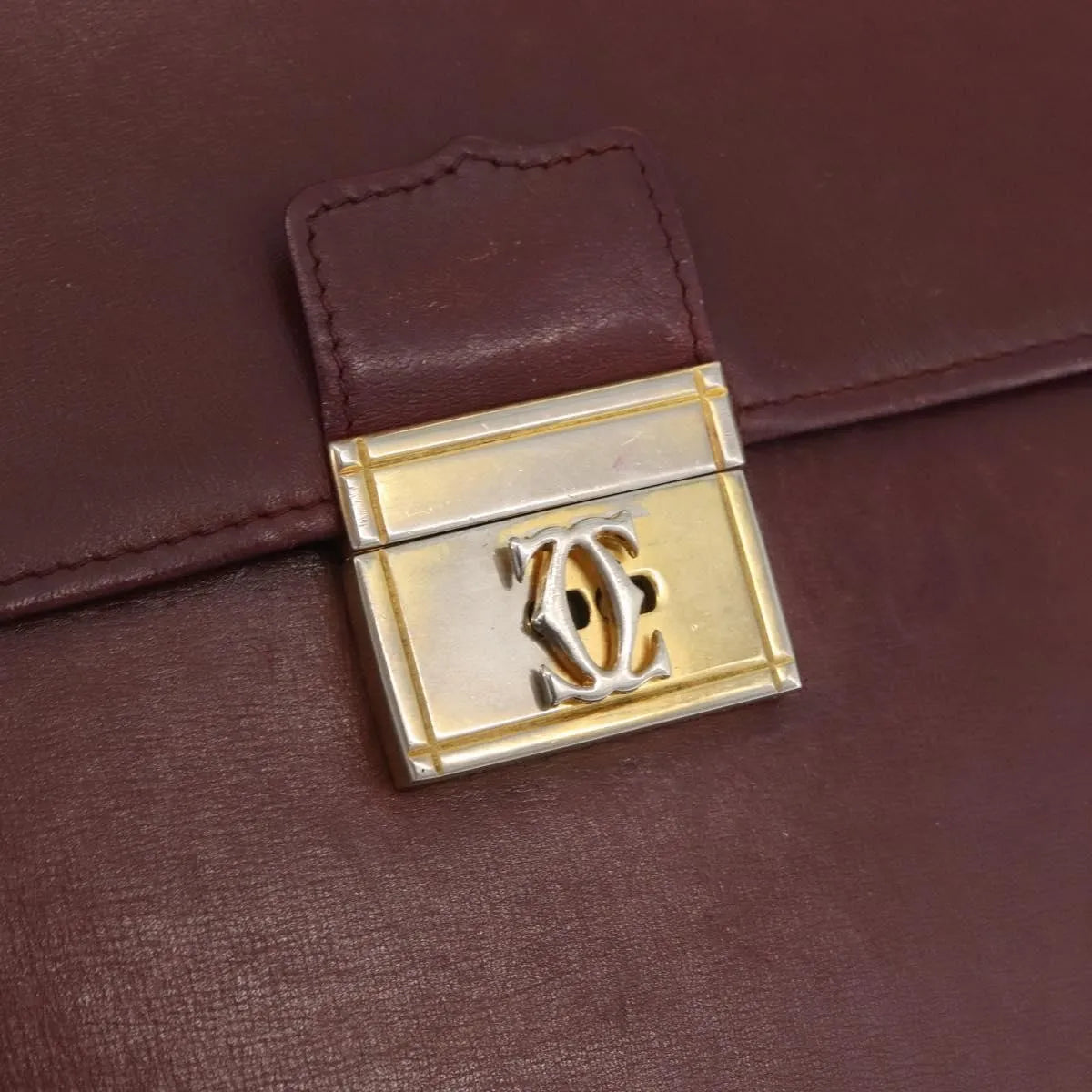 cartier Vintage must de Cartier Leather, Burgundy, Leather, Briefcase