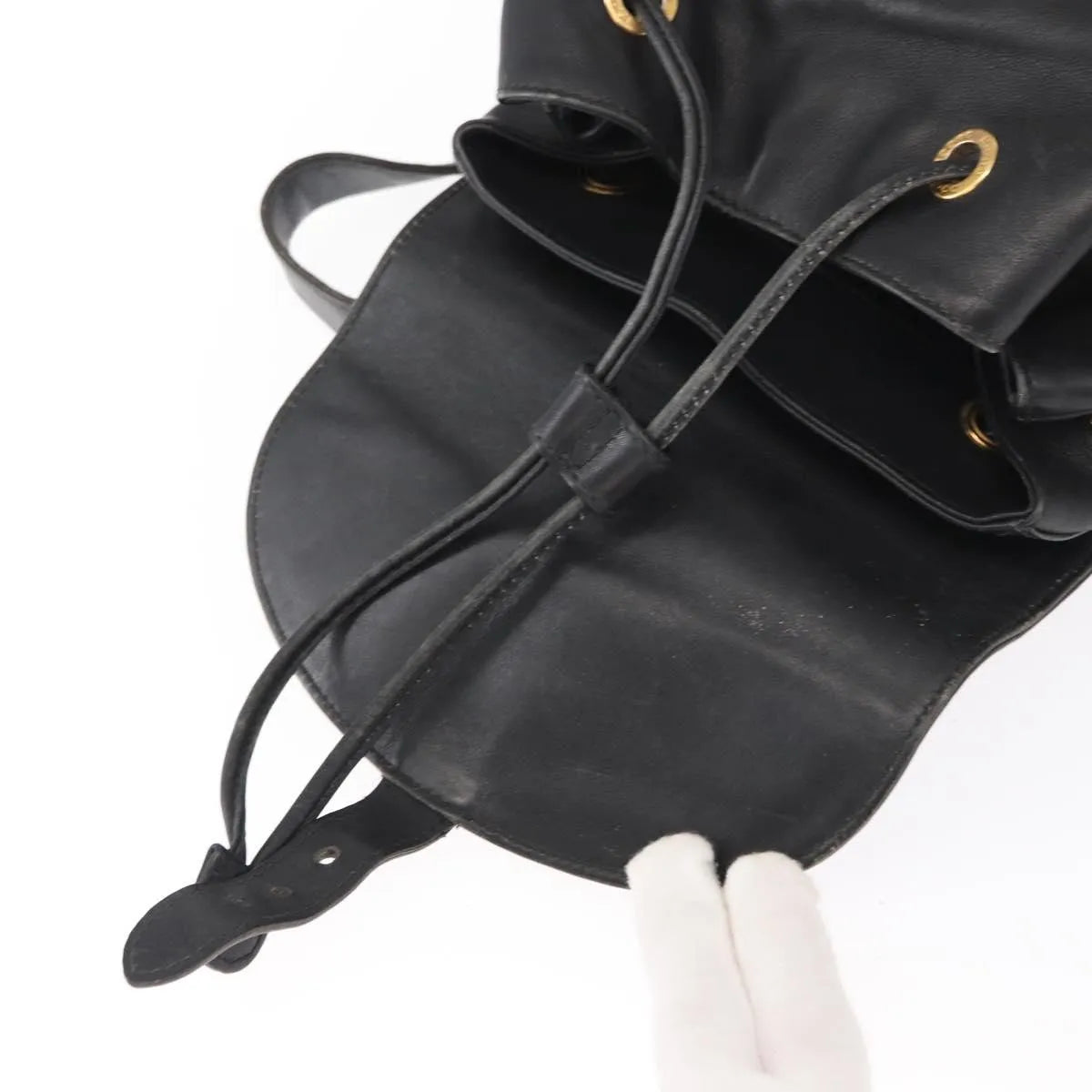 Gucci Vintage Bamboo Leather, Black, Leather, Backpack