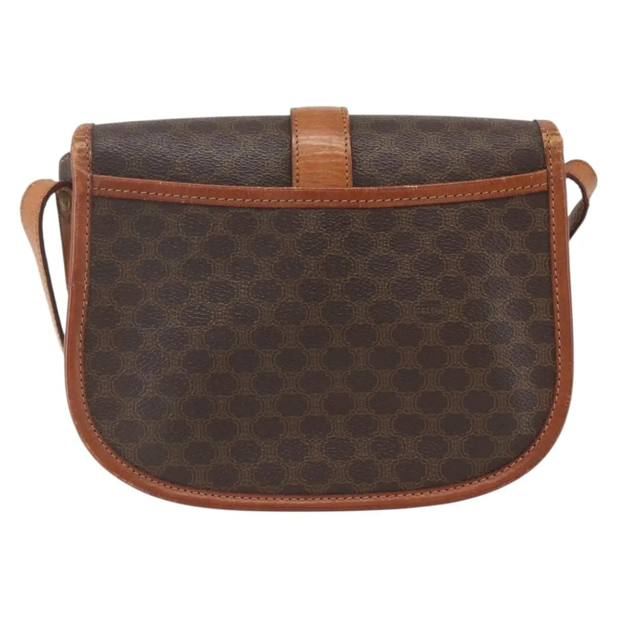 Celine Vintage Macadam Canvas and Leather, Brown, Canvas, Shoulder Bag