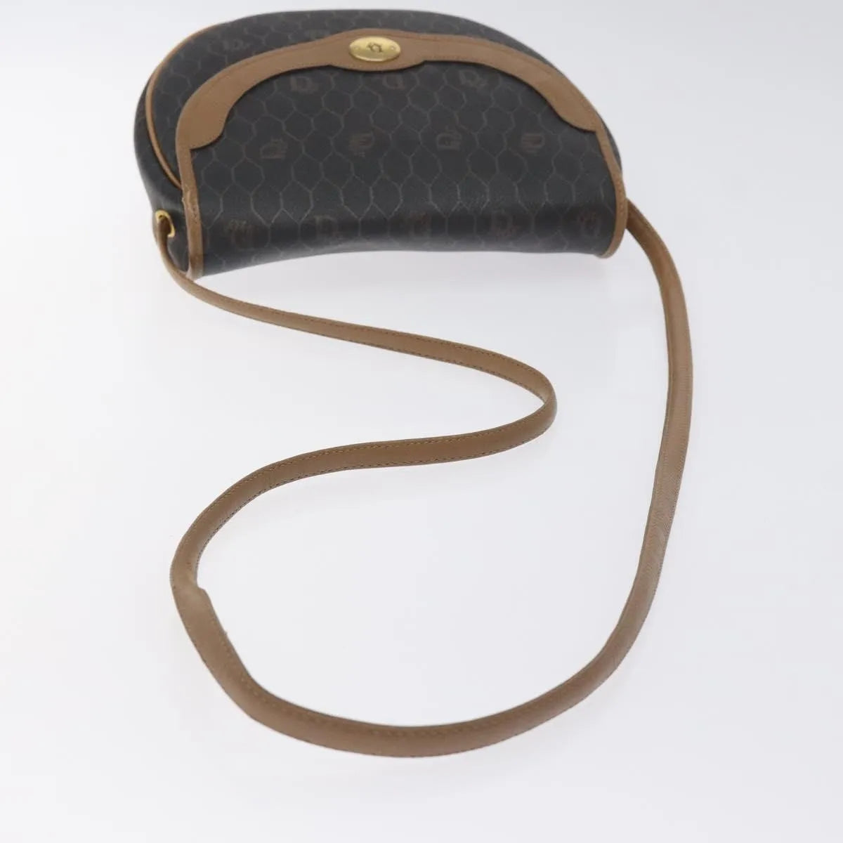 Christian Dior Vintage Honeycomb Flap Coated Canvas, Black, Canvas, Shoulder Bag