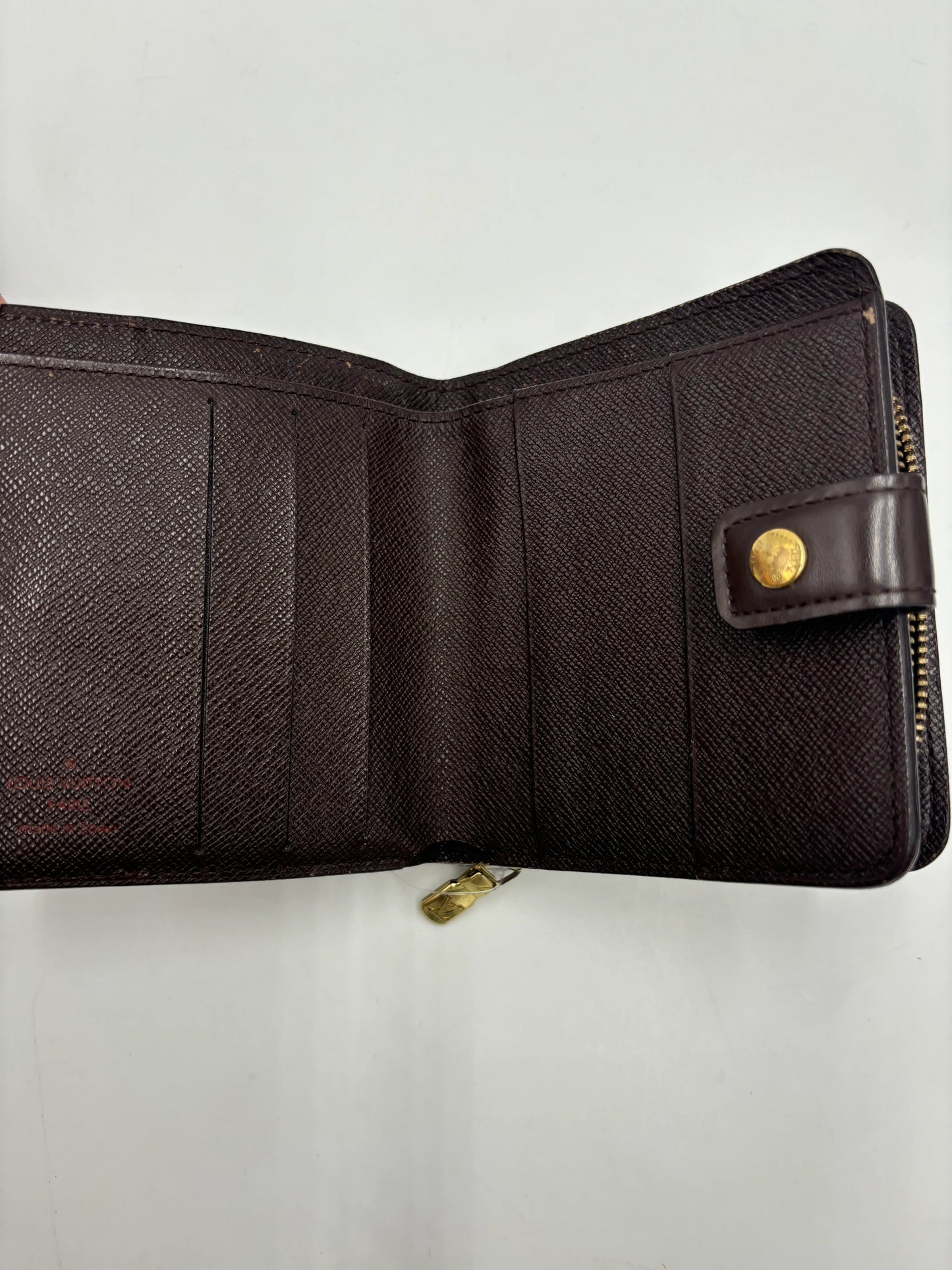 Louis Vuitton Compact Zippe Damier, Brown, Canvas, Wallet