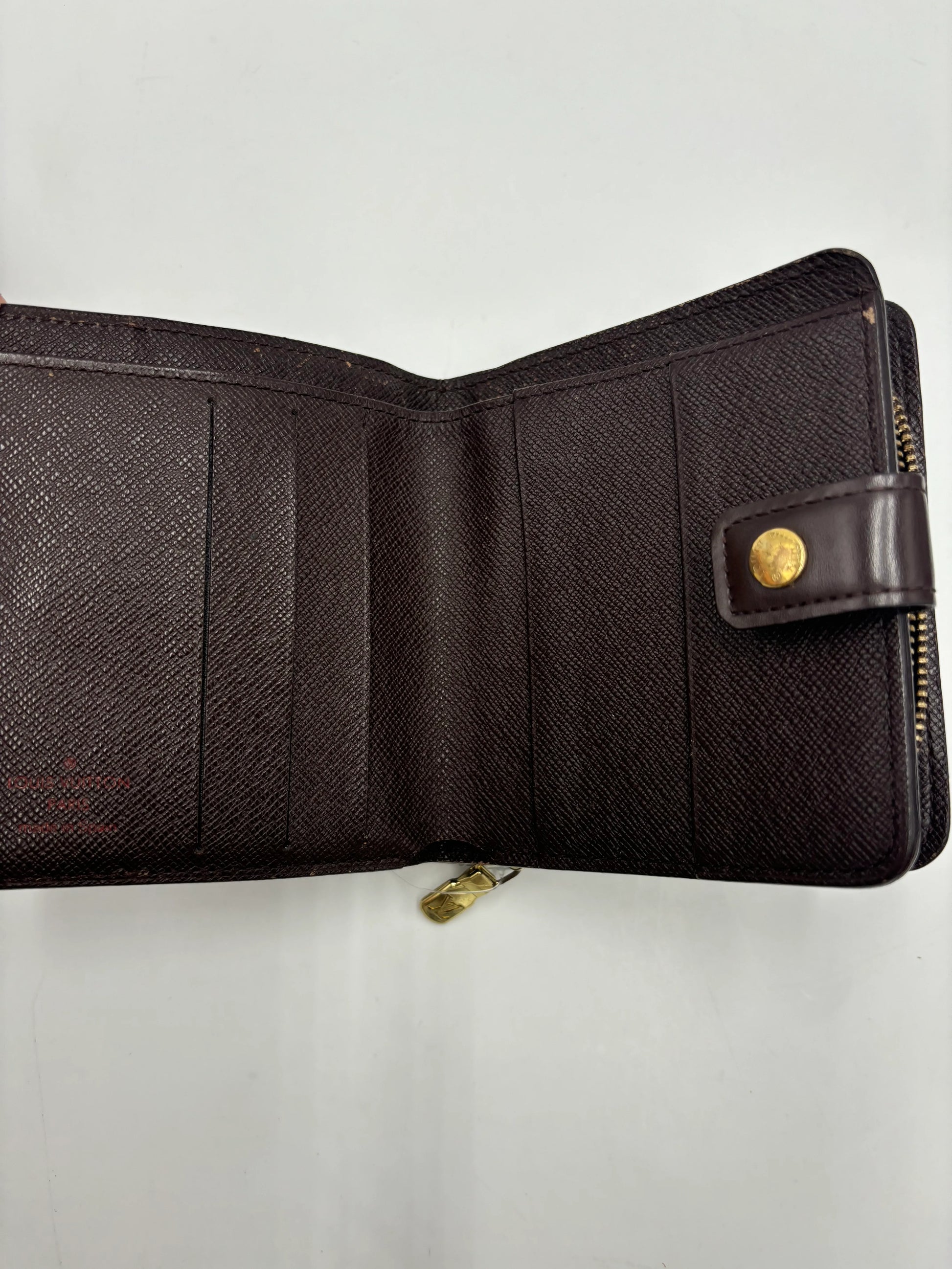 Louis Vuitton Compact Zippe Damier, Brown, Canvas, Wallet