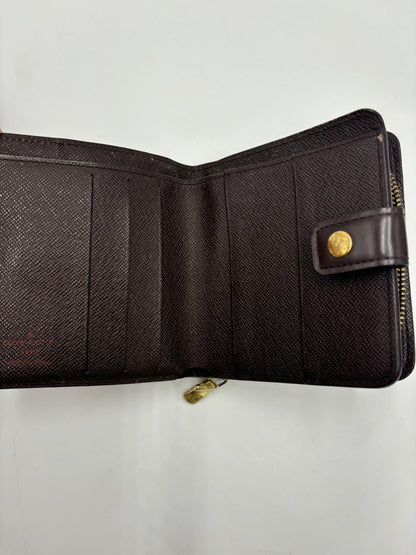 Louis Vuitton Compact Zippe Damier, Brown, Canvas, Wallet