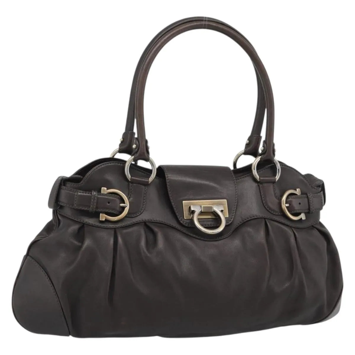 Salvatore Ferragamo Marisa Leather, Brown, Leather, Handbag