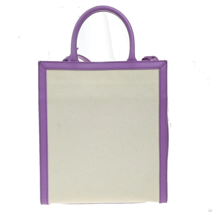 Celine Vertical Cabas Tote Canvas with Leather, Purple, Canvas, Tote Bag