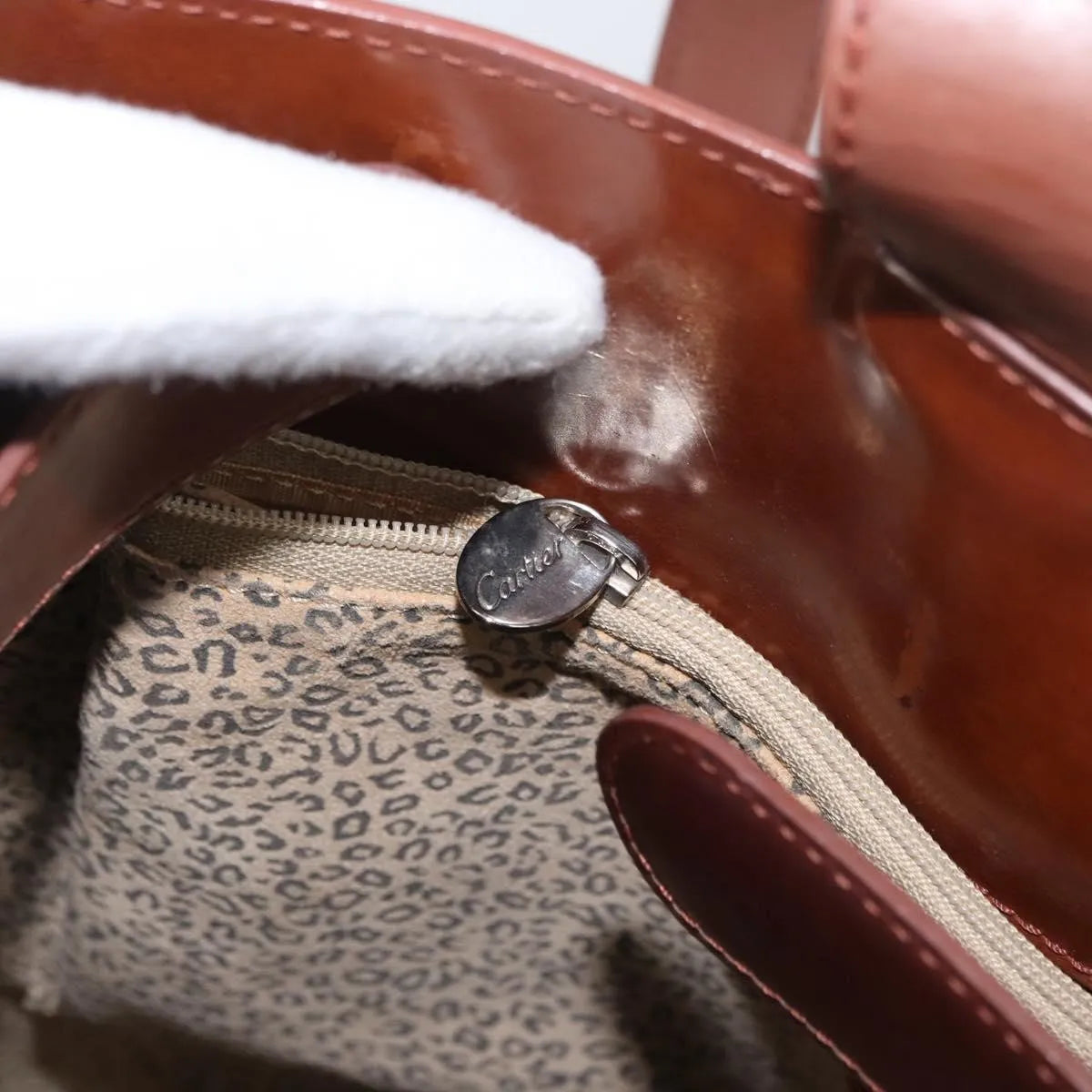 cartier Panthère Shoulder Patent leather, Brown, Leather, Shoulder Bag