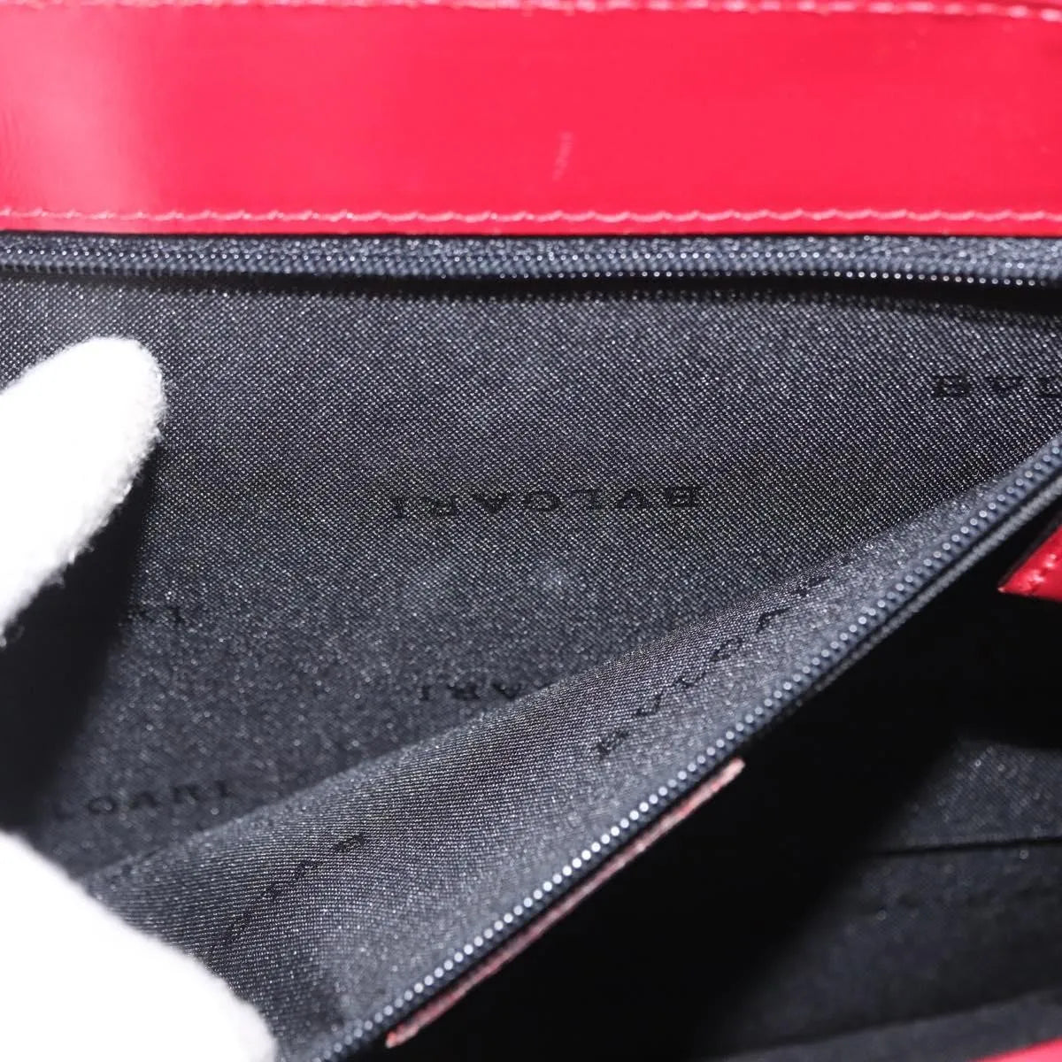 Bvlgari Top Handle Leather, Red, Leather, Handbag