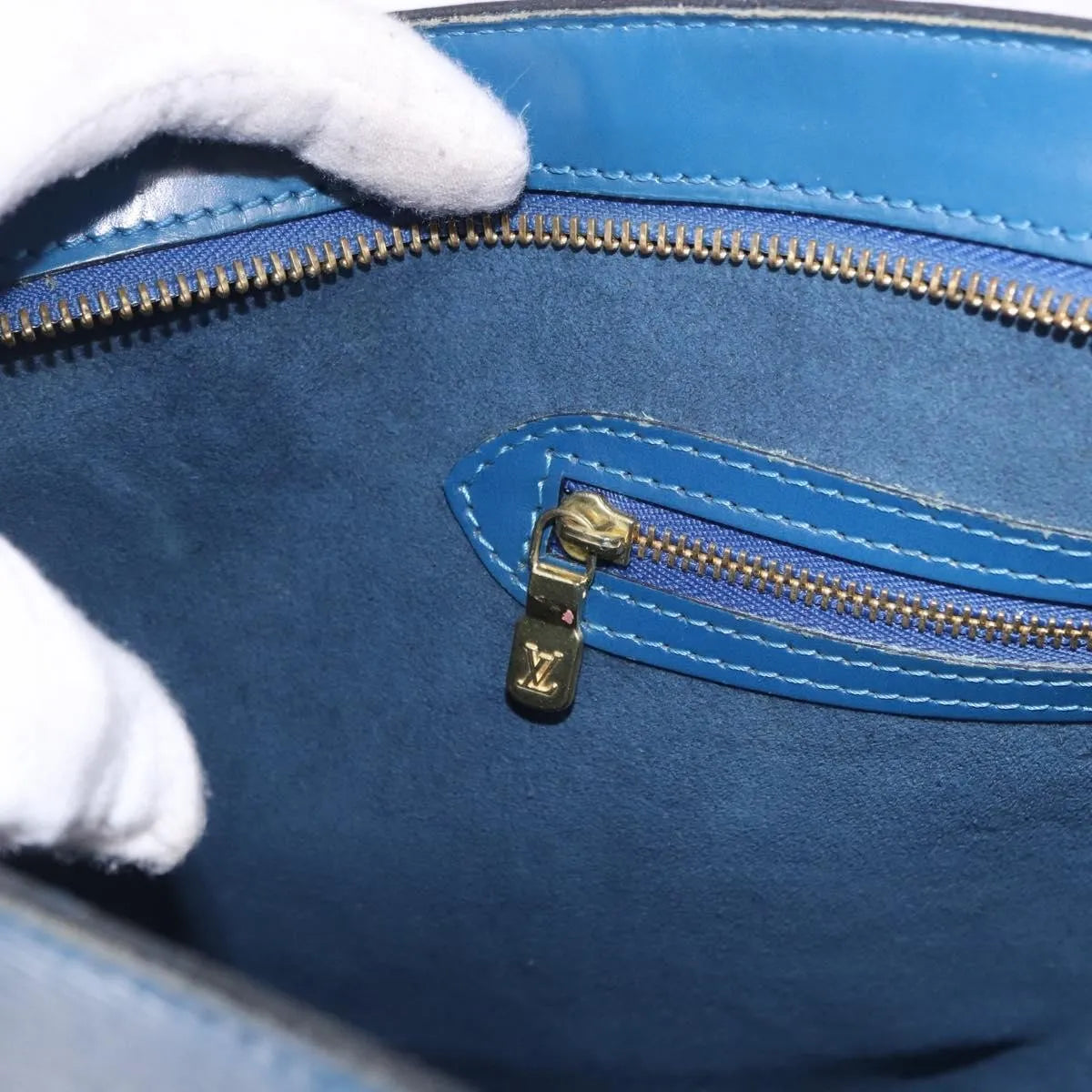 Louis Vuitton Saint Jacques Epi, Blue, Leather, Shoulder Bag