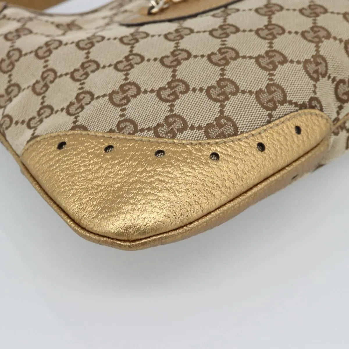 Gucci Vintage Jackie O Chain Hobo GG Canvas, Beige, Canvas, Handbag