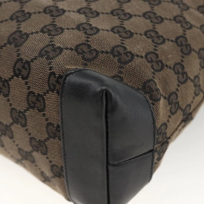 Gucci Vintage Front Pocket Tote GG Coated Canvas with Leather, Black, Canvas, Tote Bag