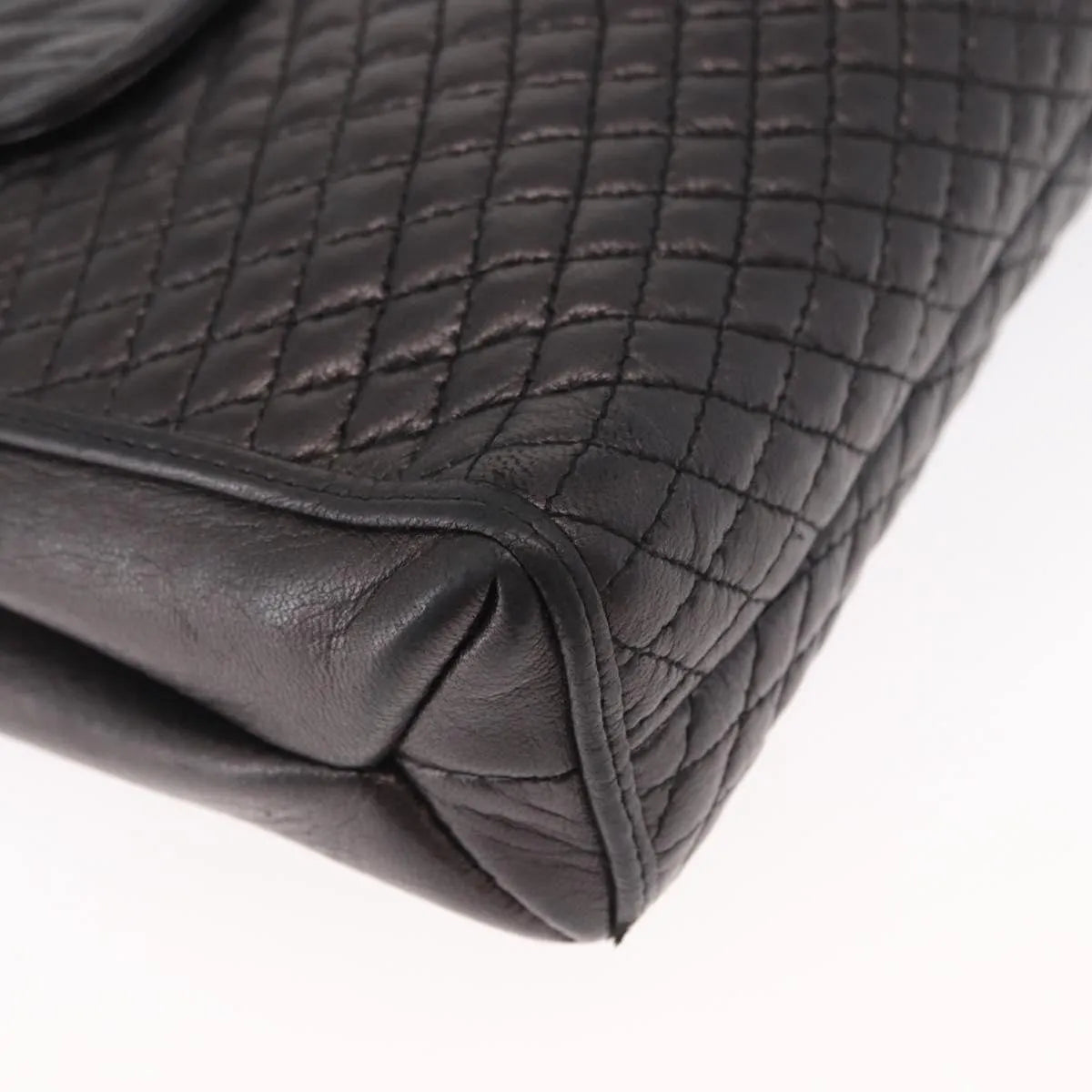 Bally Vintage Chain Quilted Leather, Black, Leather, Shoulder Bag