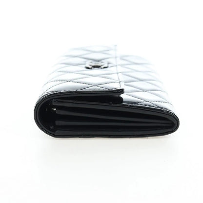 Chanel CC French Flap Quilted Patent Leather, Black, Patent Leather, Wallet