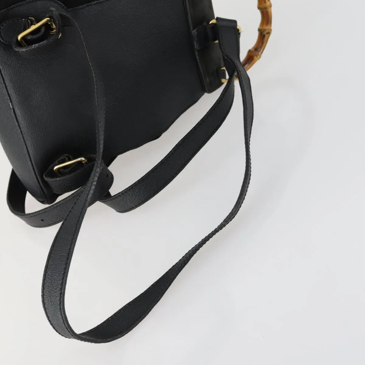 Gucci Vintage Bamboo Suede, Black, Leather, Backpack