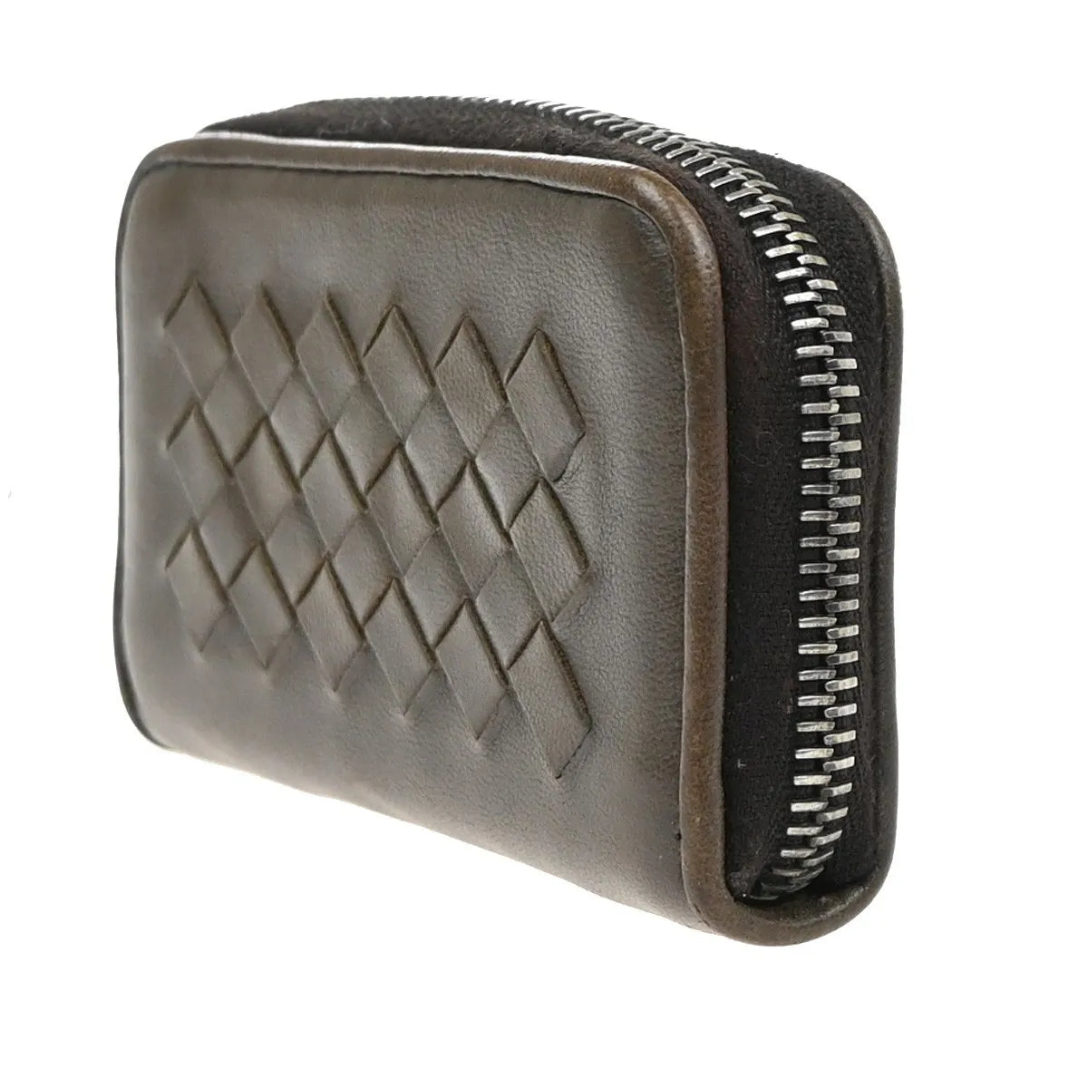 Bottega Veneta Zip Coin Purse Intrecciato Nappa, Brown, Leather, Wallet