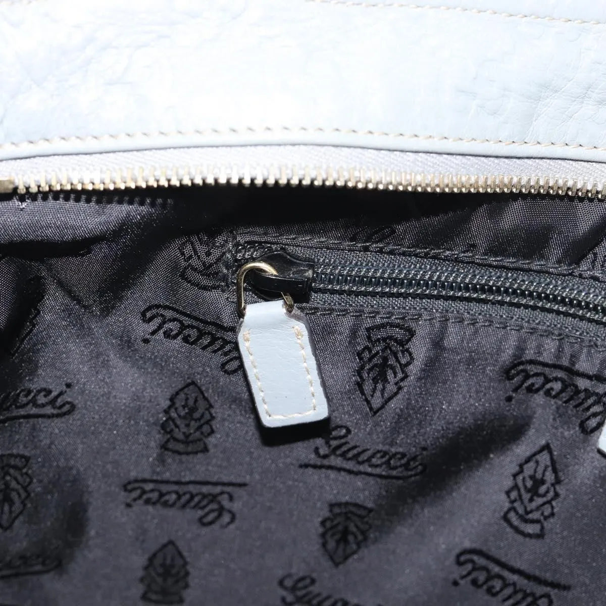 Gucci Zip Top Messenger Guccissima Leather, Gray, Canvas, Shoulder Bag