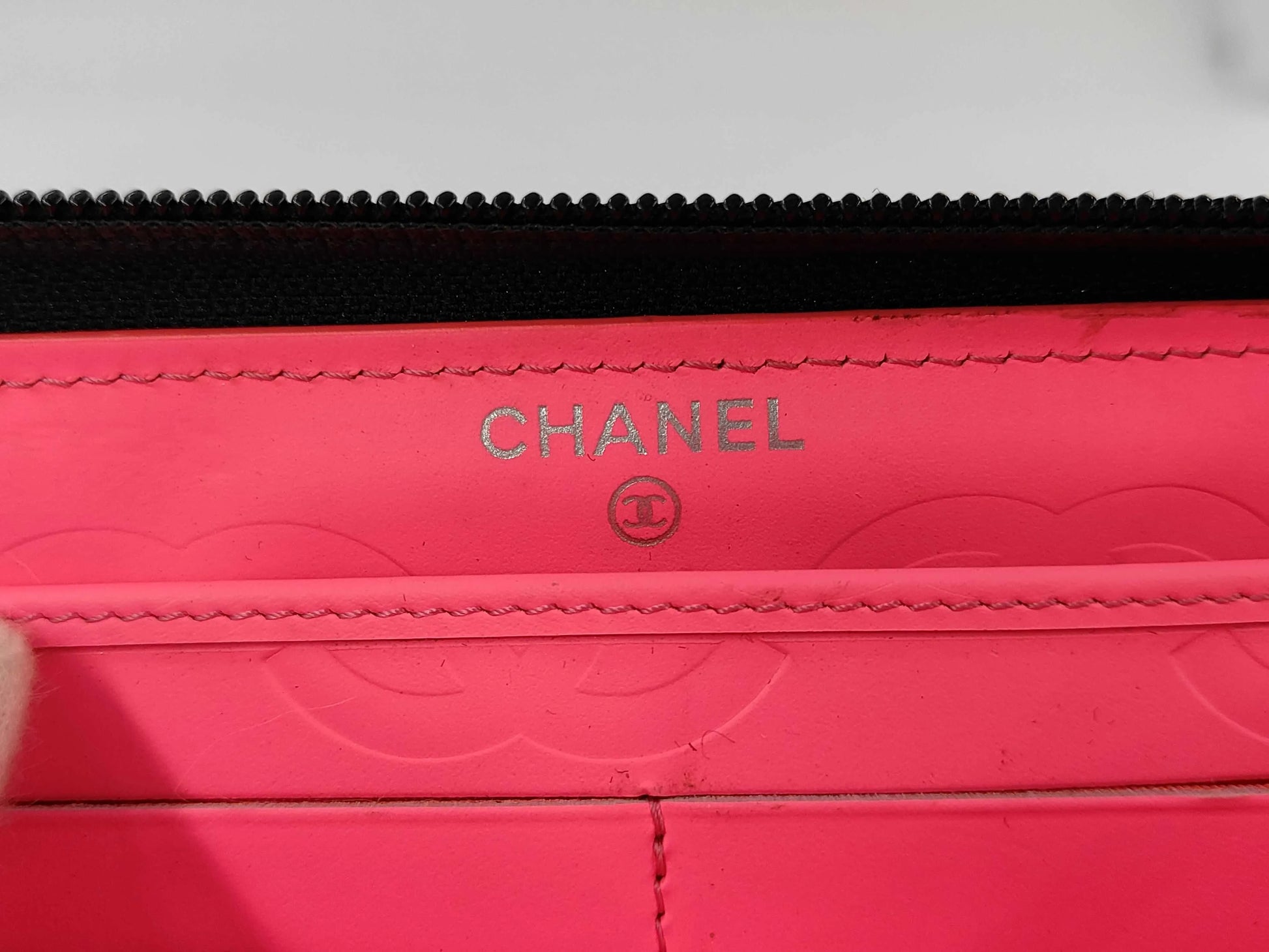 Chanel Cambon Zip Around Quilted Lambskin, Black, Leather, Wallet