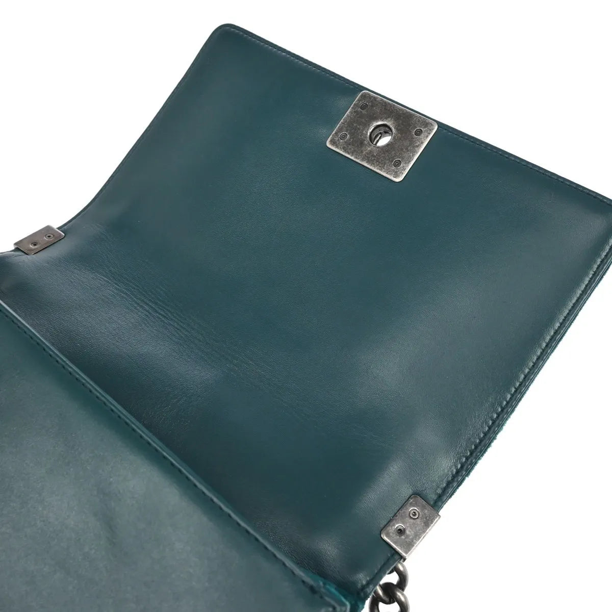 Chanel Boy Flap Quilted Tweed with Velvet, Green, Velvet, Shoulder Bag