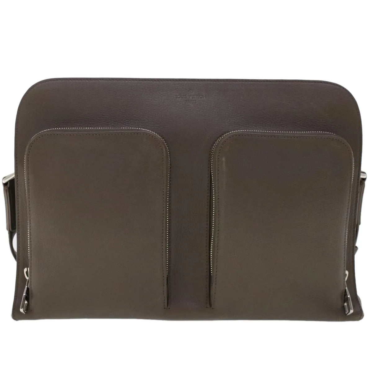 Louis Vuitton Naxos Leather, Gray, Leather, Shoulder Bag