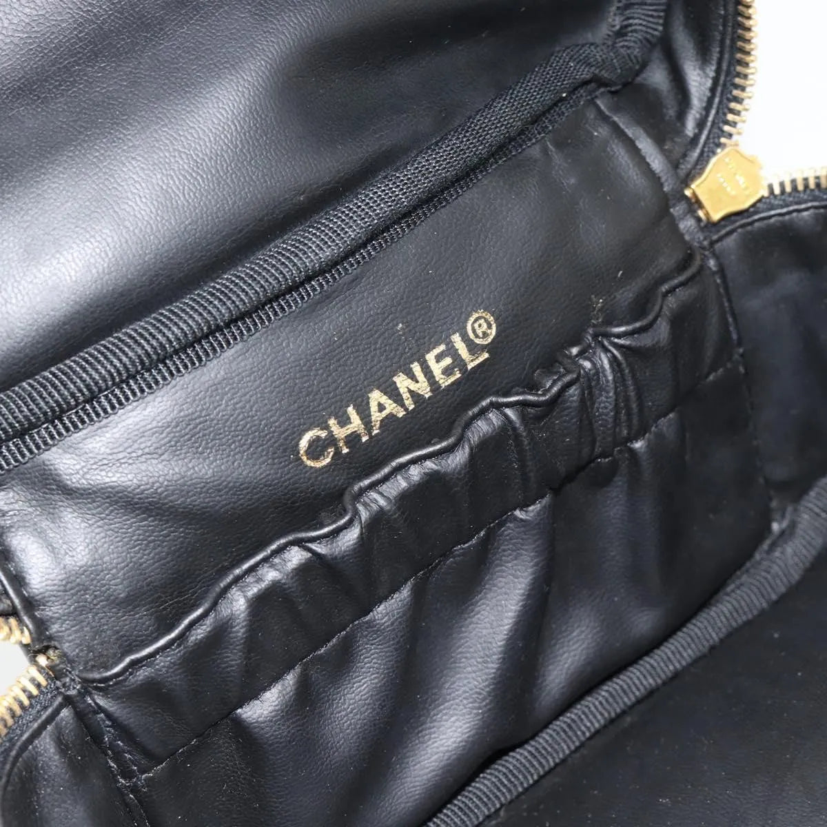 Chanel Vintage Timeless Cosmetic Case Patent, Black, Patent Leather, Handbag
