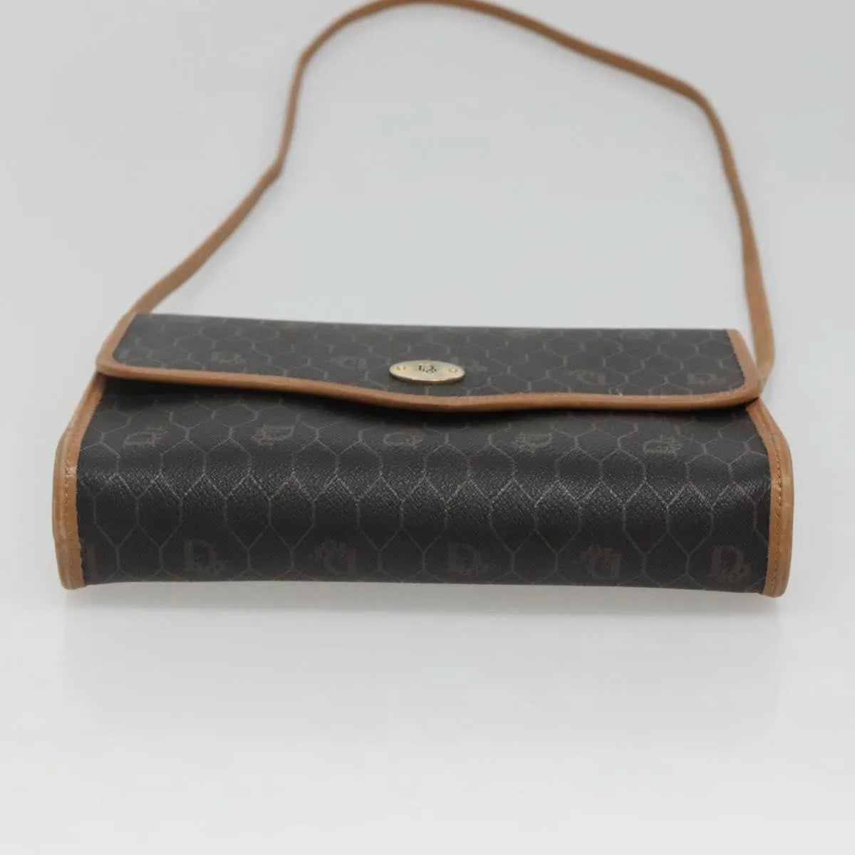 Christian Dior Vintage Honeycomb Flap Coated Canvas, Black, Canvas, Shoulder Bag