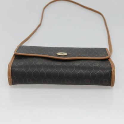 Christian Dior Vintage Honeycomb Flap Coated Canvas, Black, Canvas, Shoulder Bag