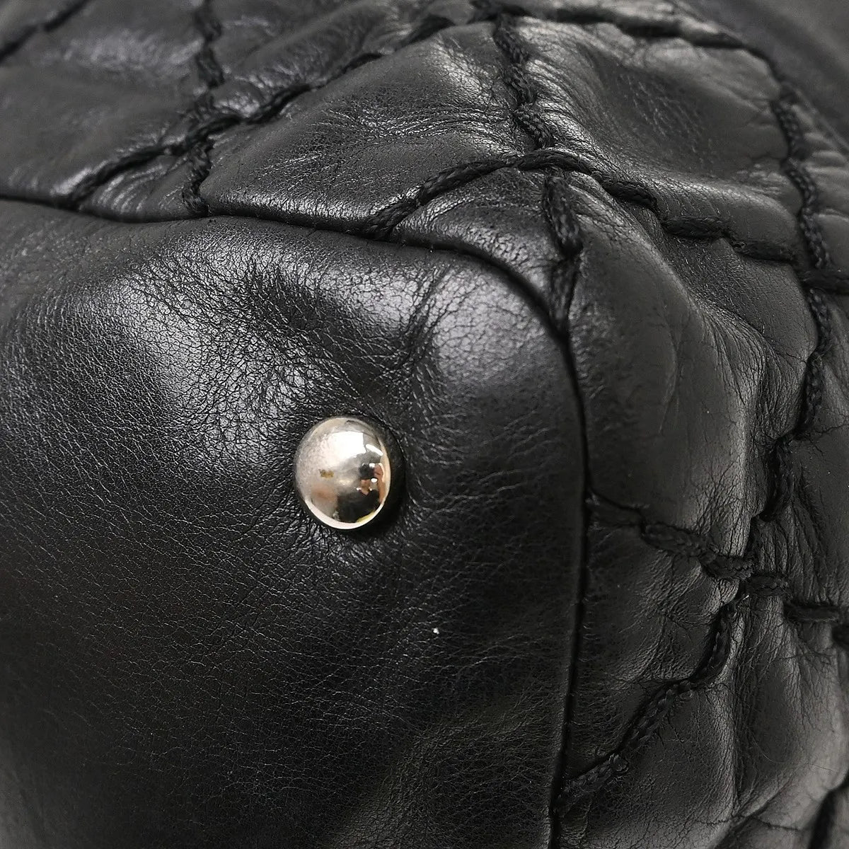 Chanel Vintage CC Drawstring Bucket Lambskin, Black, Leather, Shoulder Bag
