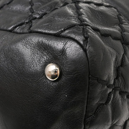 Chanel Vintage CC Drawstring Bucket Lambskin, Black, Leather, Shoulder Bag