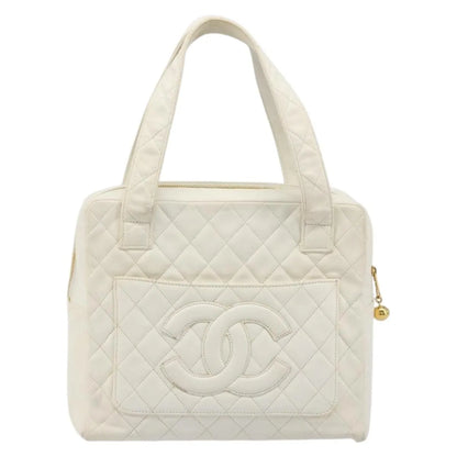 Chanel CC handbag Leather, White, Canvas, Handbag