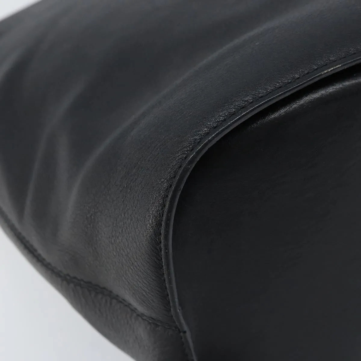 Celine Circle Logo Leather, Black, Leather, Handbag