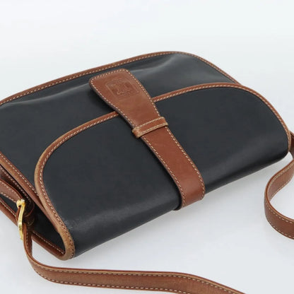 Celine Flap Shoulder Leather, Black, Leather, Shoulder Bag
