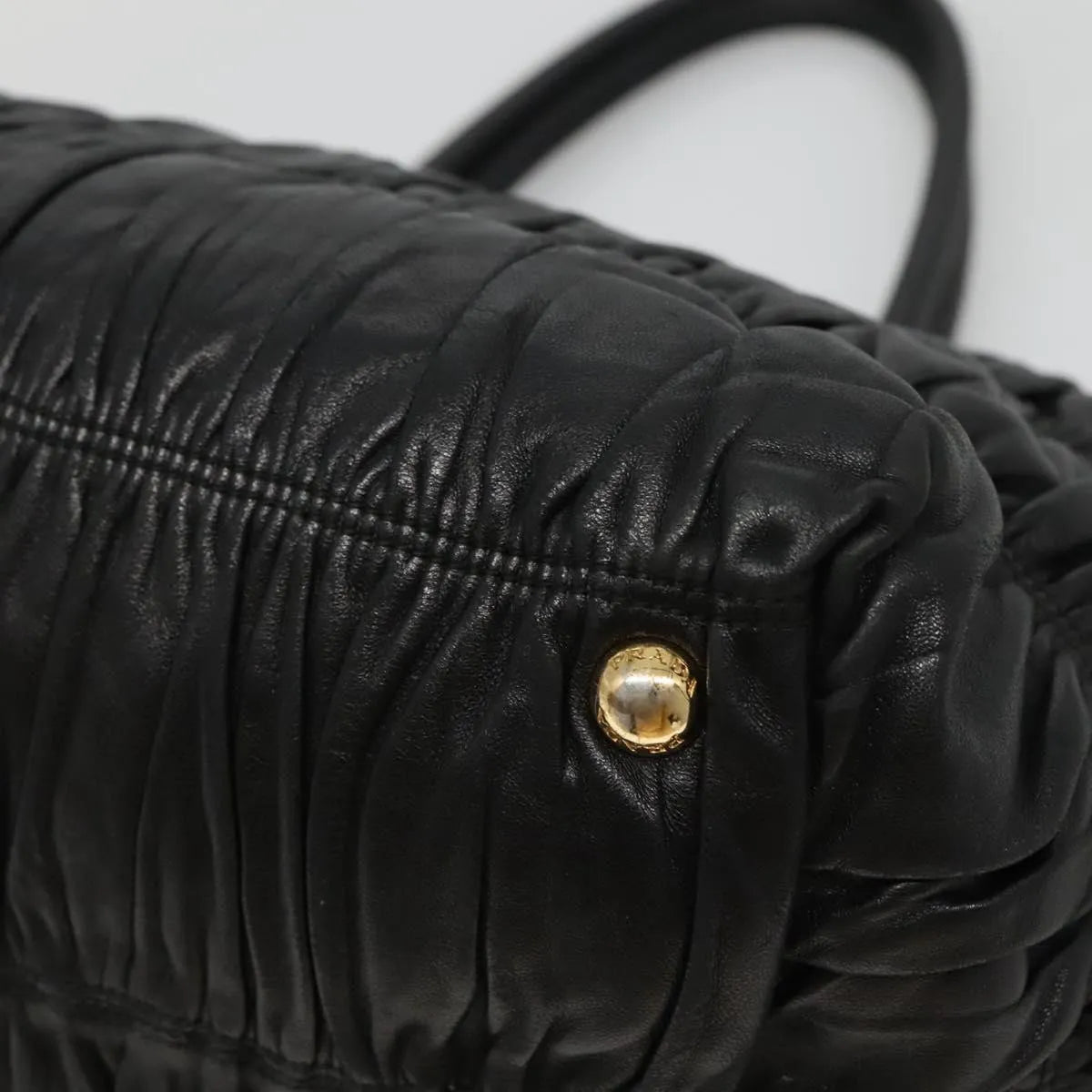 Prada Nappa Gaufre Bow Leather, Black, Leather, Tote Bag